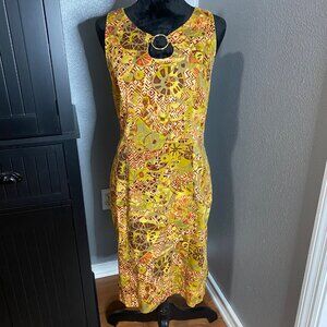 DressBarn‎ Dress Size 14 Sleeveless Midi Geometric Tribal Print Retro Festival